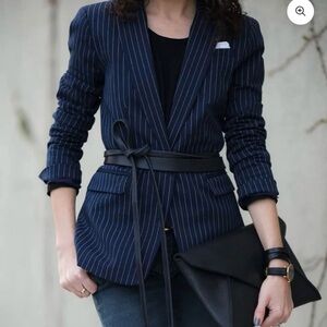 Ada Thin Leather Wrap Belt, Gray- Like New